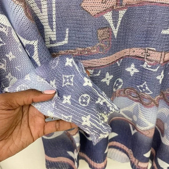 LV Designer Patterned Women's Top - Purple and Pink Size 3 - Picture 3 of 4